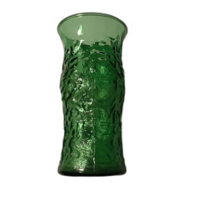 Vintage E.O. Brody Co. Cleveland Ohio Avocado Green Crinkle Glass Vase 9.5" Tall